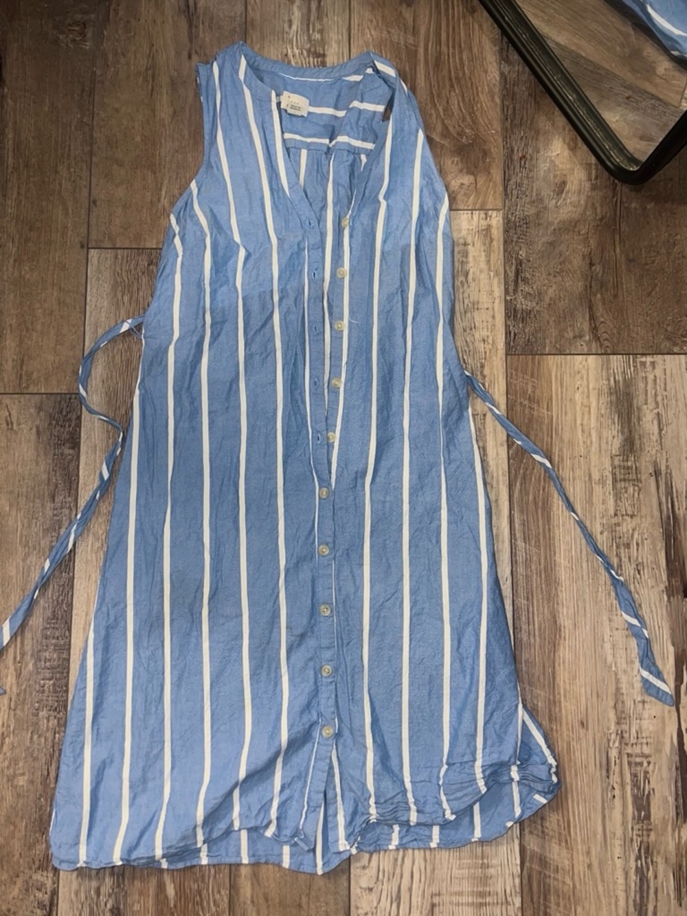a new day Blue and White Striped Sleeveless Midi Dress